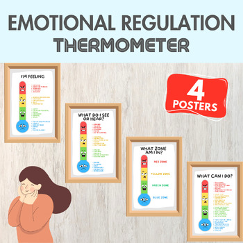 Preview of Emotion Thermometer 4Poster Regulation Zone Feeling Calm Down Corner Autism ADHD