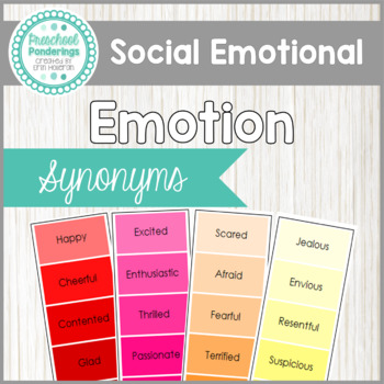 Preview of Emotion and Feeling Words and Synonyms - Preschool Social Emotional