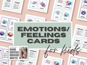 Preview of Emotion and Feelings Cards with Reflection for Kids