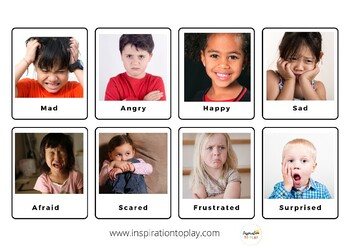 Emotion and Feelings Face Cards for Preschoolers with Real Life Photos
