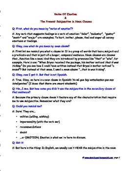 Subjunctive In Noun Clauses Worksheets Teaching Resources Tpt