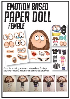 Preview of Emotion paper doll female for  discussions on feelings, emotions - please rate