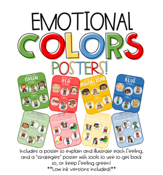 Preview of Emotional Colors Posters - Emotional & Self Regulation - Calm Down Strategies