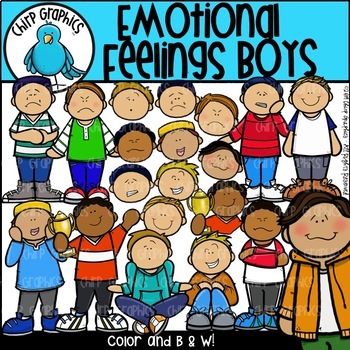 Emotional Feelings Boys Clip Art Set - Chirp Graphics by Chirp