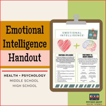 Preview of Emotional Intelligence Free Handout - Psych + Health