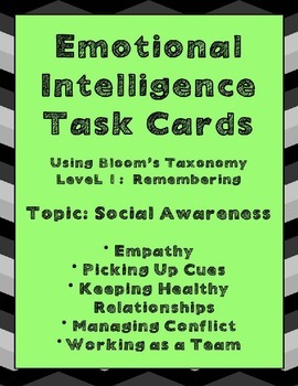 Preview of Emotional Intelligence Task Cards Using Bloom's Taxonomy: Social Awareness