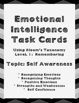 Preview of Emotional Intelligence Task Cards Using Bloom's Taxonomy: Topic Self Awareness