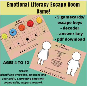 Preview of Emotional Literacy Escape Room Game Ages 4 to 12