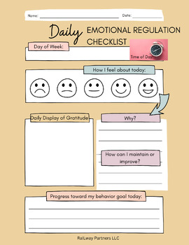 Preview of Emotional Regulation Checklist