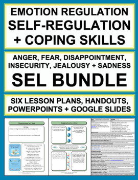 Preview of Emotional Regulation, Self-Regulation + Coping Skills | Lesson + Activity Bundle