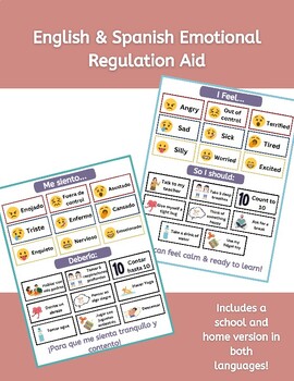 Preview of Emotional Regulation Tool in English and Spanish (School & Home)