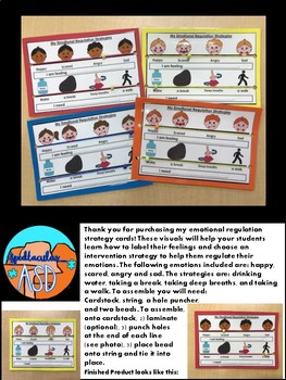 Preview of Emotional Regulation Visual Strategy Cards (Coping Skill).