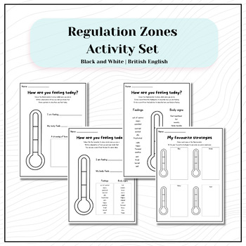 Preview of Emotional Regulation Zones Activity Set | Black & White | British English