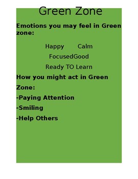 Preview of Emotional Regulation (green zone strategies