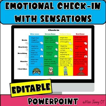 Preview of Emotional Self Regulation Check In Interoception Focused Editable PowerPoint