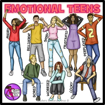 Preview of Emotional Teens Clip Art PREMIER ILLUSTRATIONS realistic clipart