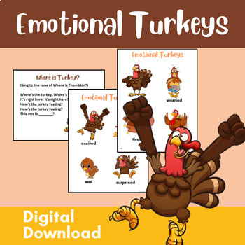 Preview of Emotional Turkeys Preschool, Kindergarten Thanksgiving, Harvest Free Activity