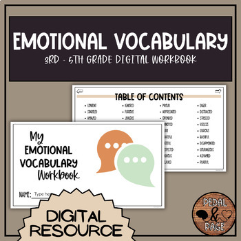 Preview of Emotional Vocabulary DIGITAL Workbook | 3rd - 5th Grade