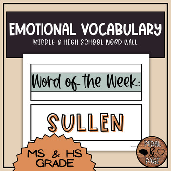 Preview of Emotional Vocabulary Word Wall | Middle & High School