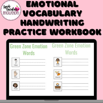 Preview of Emotional Vocabulary Words Handwriting Workbook for Special Education