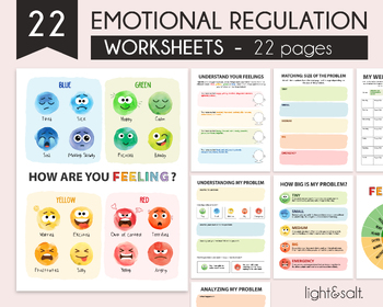 Preview of Emotional regulation worksheets, social emotional learning, School Counselor