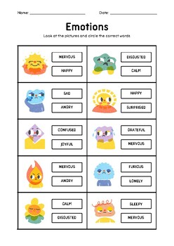 Preview of Emotional vocabulary. Kindergarten, no prep