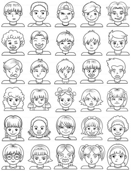 Emotions Clip Art | Kid's Faces Showing Feelings by Dancing Crayon Designs