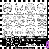 Emotions Clip Art | Kid's Faces Showing Feelings