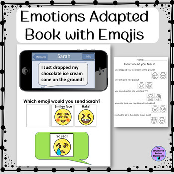 Preview of Emotions Adapted Book with Emojis for Autism Special Education and Social Work