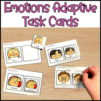 Preview of Emotions Adaptive Task Cards | Autism Task Boxes for Identifying Emotions