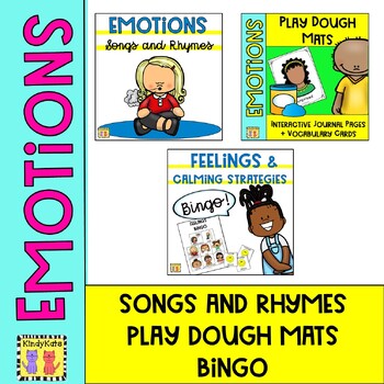 Preview of Feelings and Emotions Songs, Rhymes, Play Dough Mats, Lotto Center Bundle