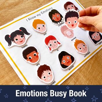 Preview of Emotions Busy Book Page, Emotions Matching Worksheet for Toddlers