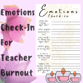 Preview of Emotions Check-In: Taking Time For Yourself In The Classroom, Burnout