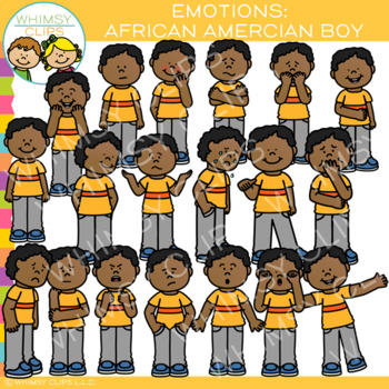 Preview of Emotions Clip Art: African American Boy