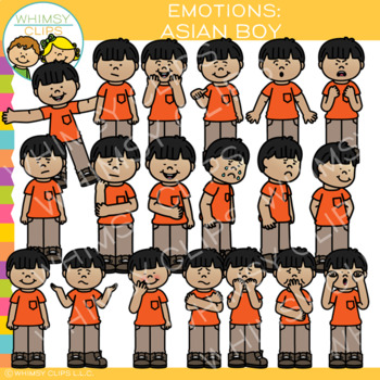 Preview of Emotions Clip Art: Asian Boy