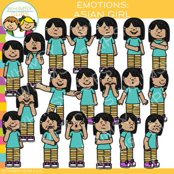 Preview of Emotions Clip Art: Asian Girl