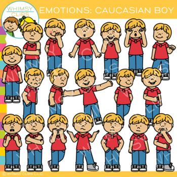 Preview of Emotions Clip Art: Caucasian Boy