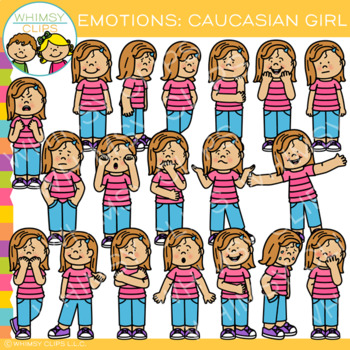 Preview of Emotions Clip Art: Caucasian Girl