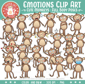 Preview of Emotions Clip Art - Monkeys