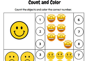 Preview of Emotions Colorful Counting Dauber/Dot Marker Worksheet