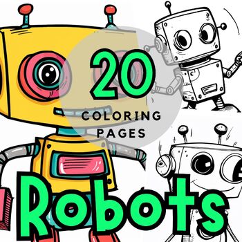 Preview of Robots Craft Coloring Pages - STEM Activities