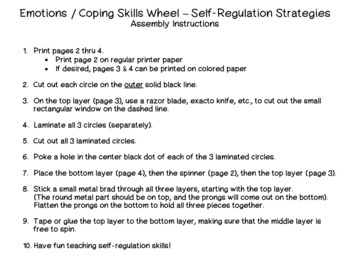 Emotions / Coping Skills Wheel - Self-Regulation Strategies | TpT