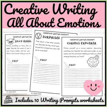 Preview of Creative Writing Prompts Sequencing Worksheets - Emotions 
