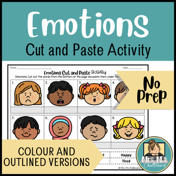 Preview of Emotions Cut and Paste Activity | Centres | Feelings | Self Regulation
