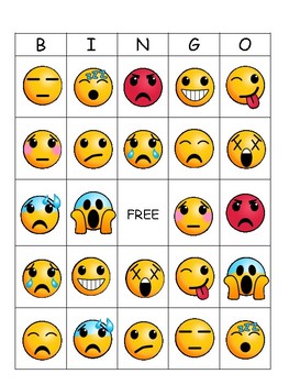 Emotions Emojis Bingo -Emotions Vocabulary in English by Meg Coursey