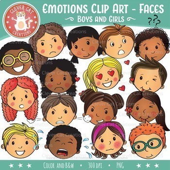 Preview of Emotions Faces Clip Art