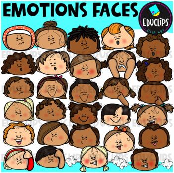 Preview of Emotions ~ Faces Clip Art Set {Educlips Clipart}