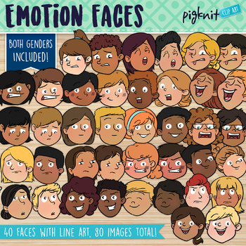Preview of Emotions Faces Clipart for Print or Movable Digital Pieces