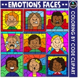 Emotions Faces - Coloring By Code Clip Art Set {Educlips Clipart}