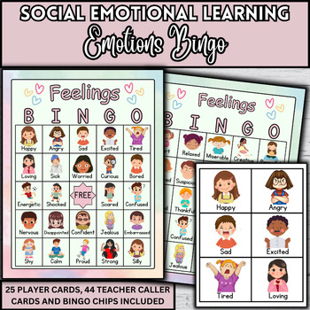 Emotions Feelings BINGO - Identifying Emotions - SEL - Class Set - 25 Cards